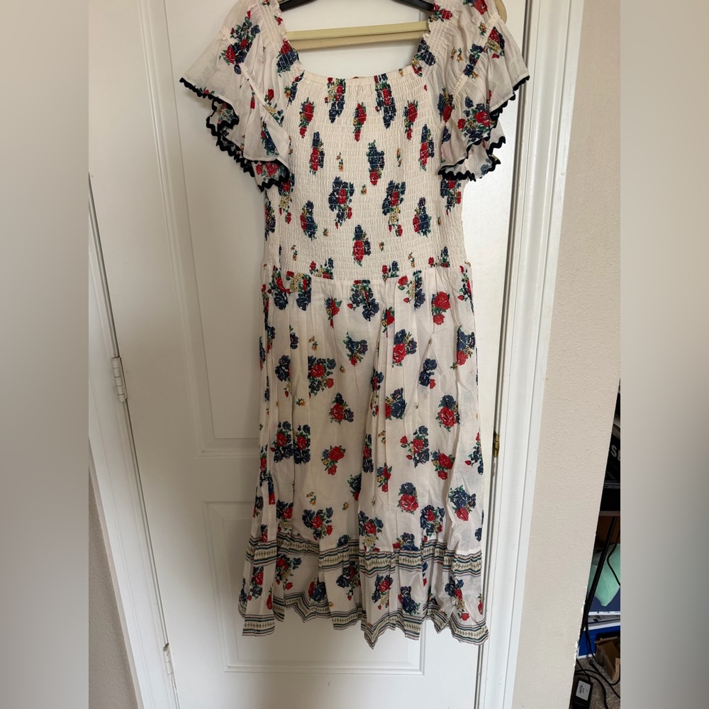 NWT Tory Burch ivory tea rose long maxi summer dress XL white floral flowers - Picture 5 of 5